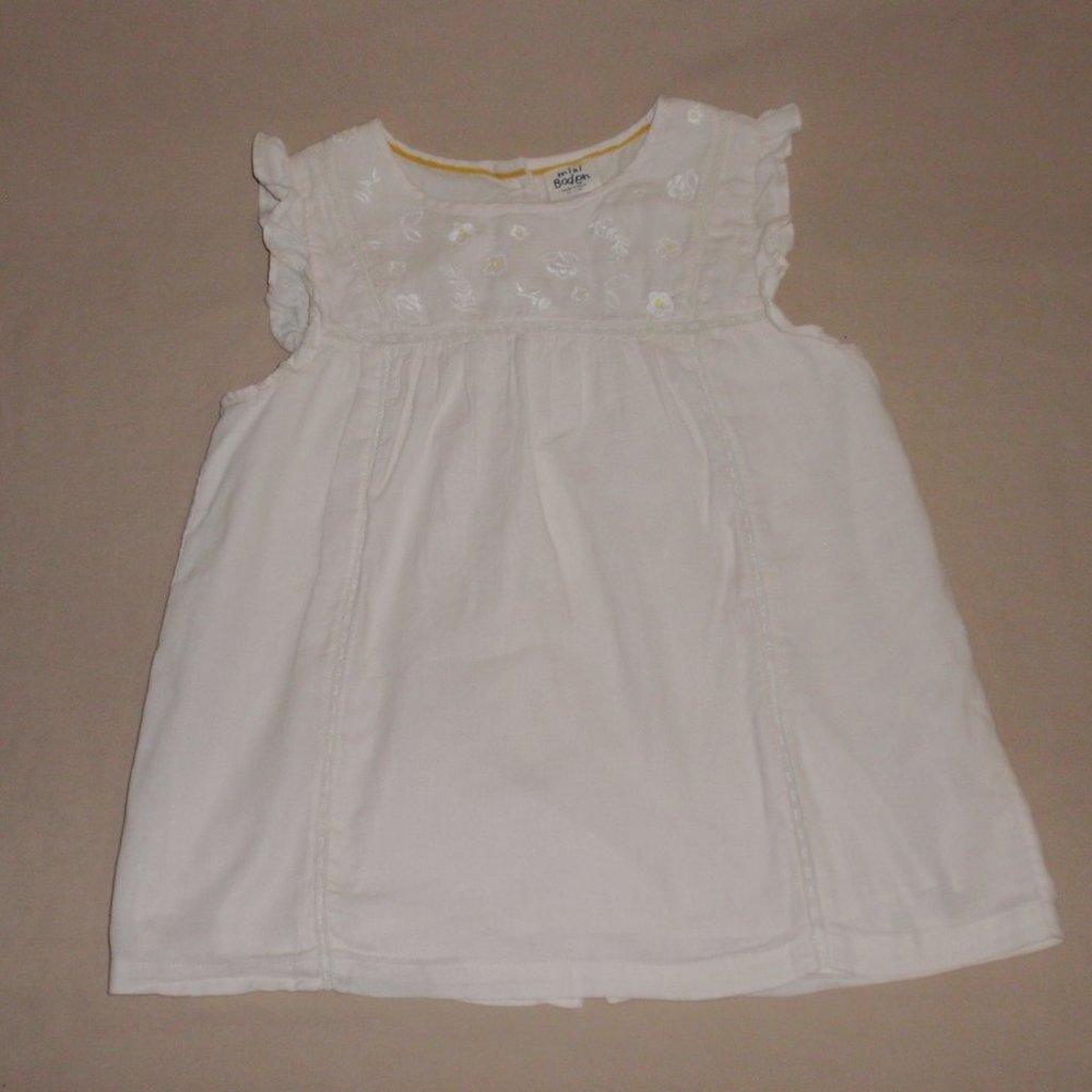 Mini Boden Popover Embroidered Sleeveless Girls Top Blouse 11 12